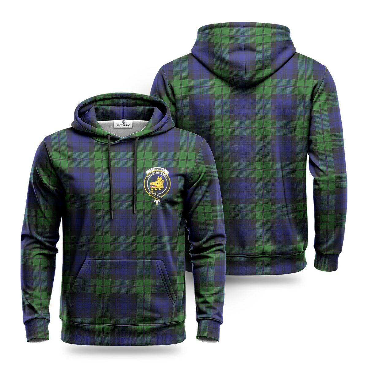 Campbell Modern Tartan Crest Hoodie