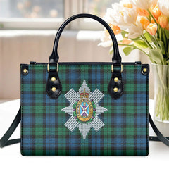 Black Watch Ancient Tartan Crest Leather Handbag