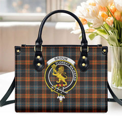 Broun Ancient Tartan Crest Leather Handbag