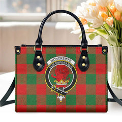 Moncreiffe (or Moncreiff) Tartan Crest Leather Handbag