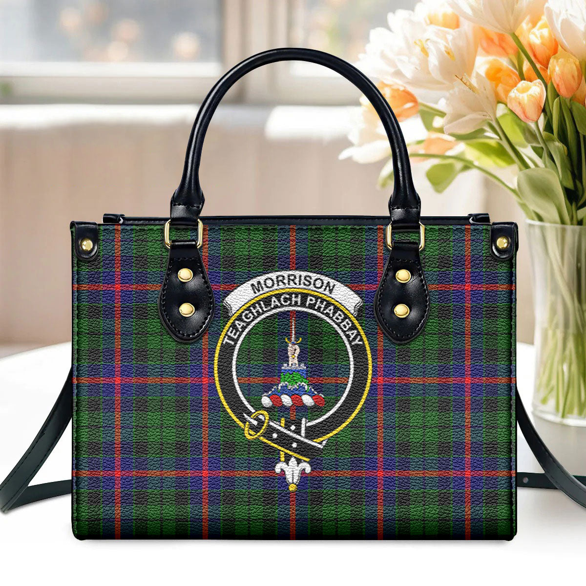 Morrison Modern Tartan Crest Leather Handbag