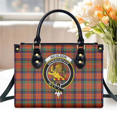 Nicolson Ancient Tartan Crest Leather Handbag