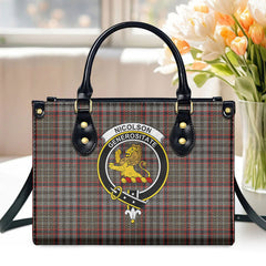 Nicolson Hunting Weathered Tartan Crest Leather Handbag