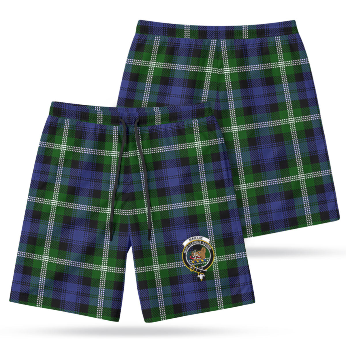 Baillie Modern Tartan Crest Men's Beach Shorts