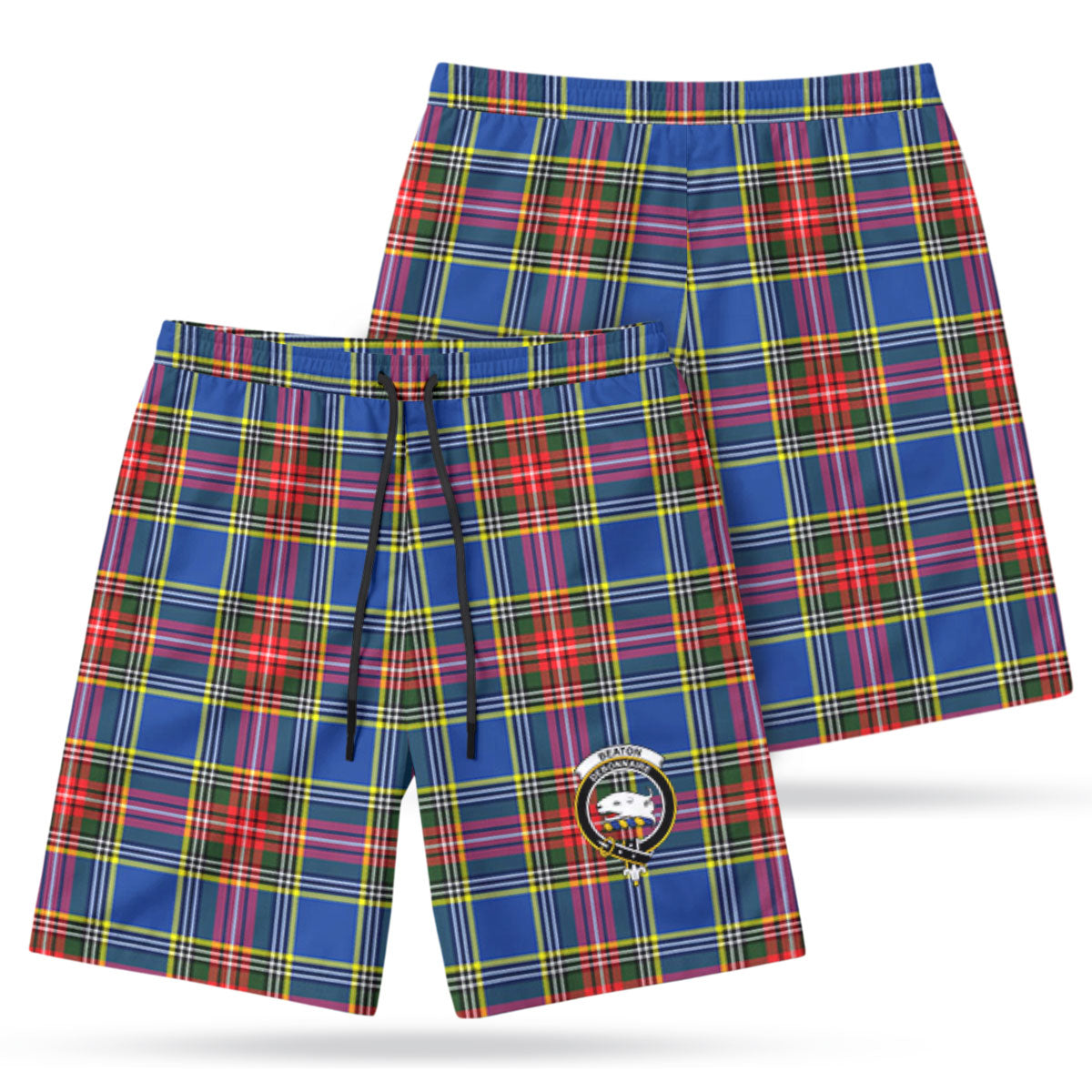 Beaton Modern Tartan Crest Men's Beach Shorts