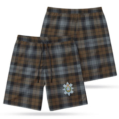 Black Watch Weathered Tartan Crest Men's Beach Shorts