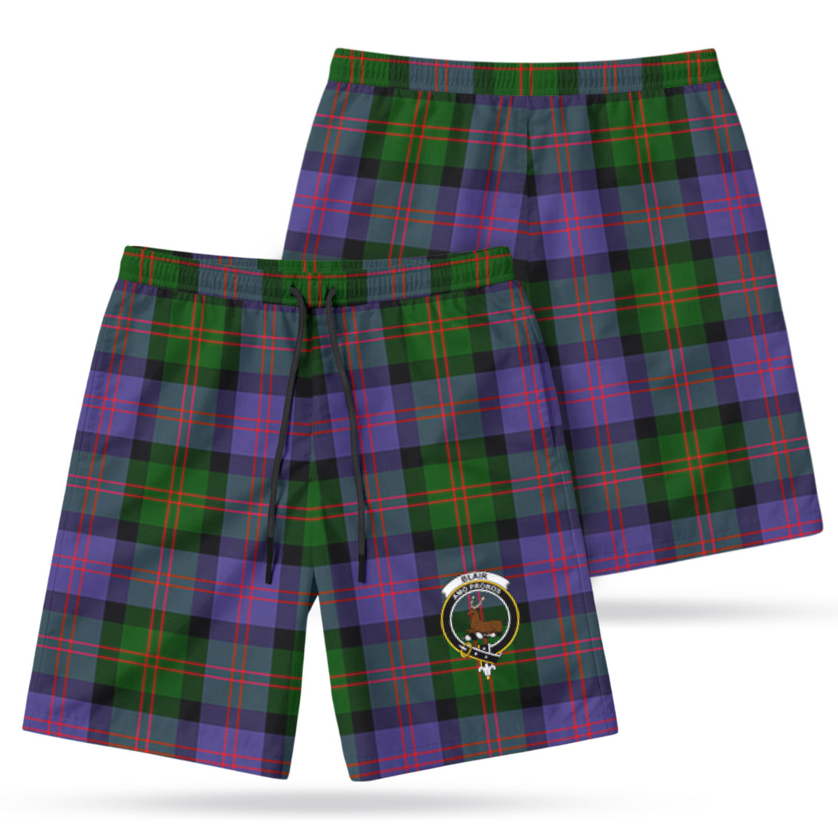 Blair Modern Tartan Crest Men's Beach Shorts