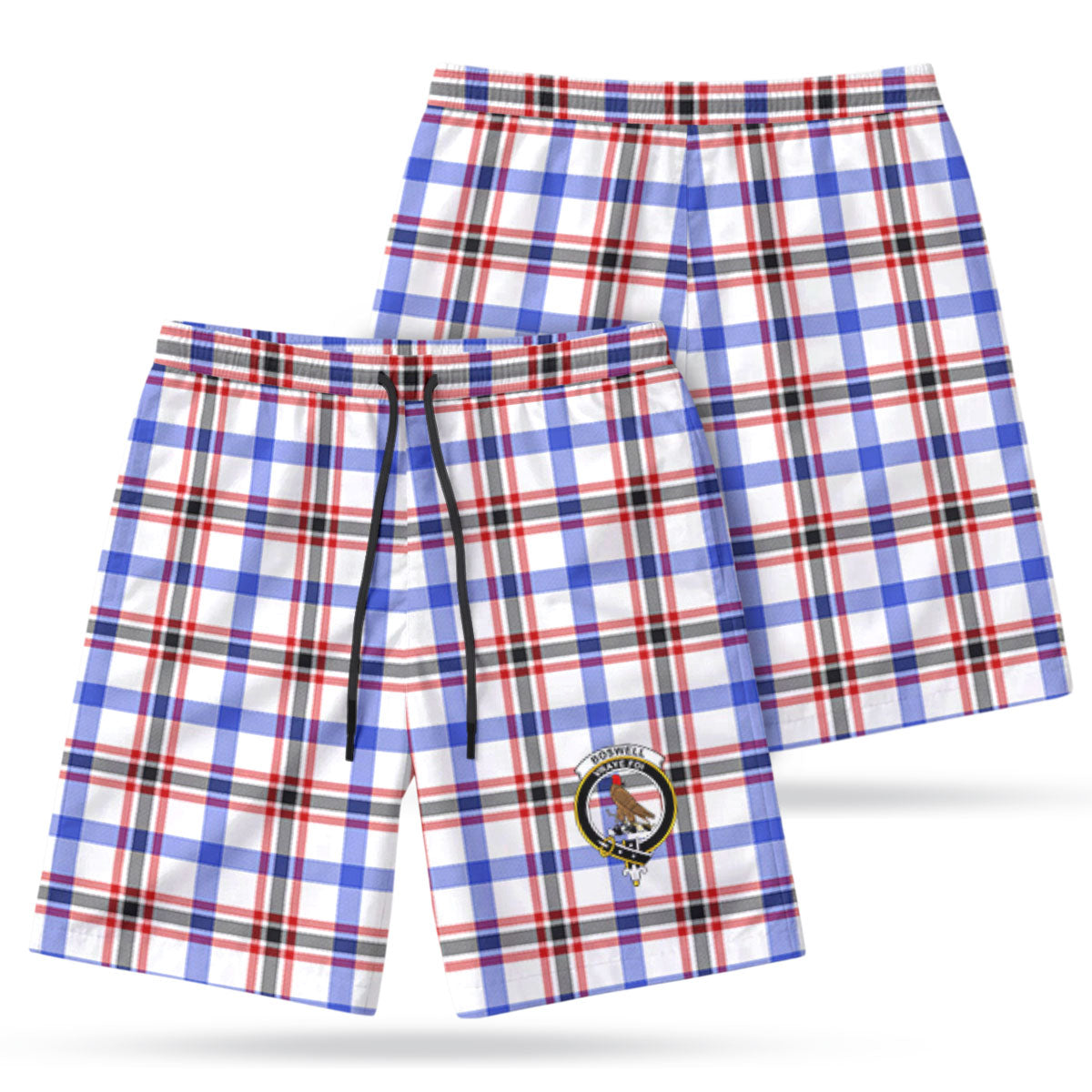 Boswell Modern Tartan Crest Men's Beach Shorts