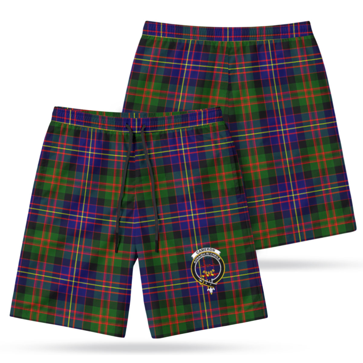 Cameron of Erracht Modern Tartan Crest Men's Beach Shorts