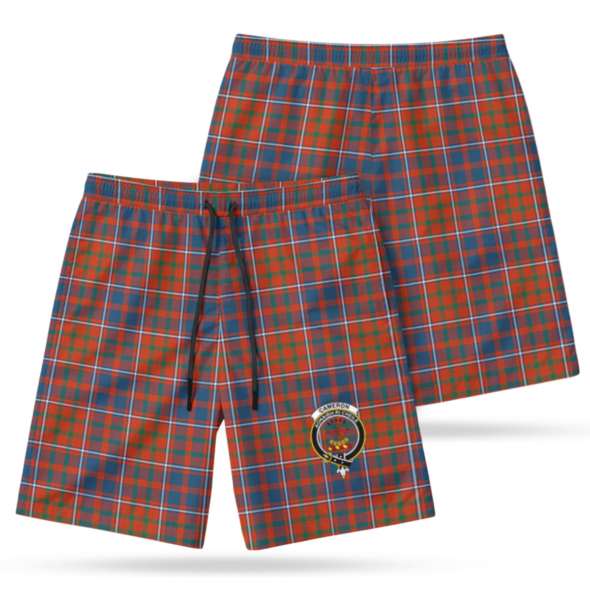 Cameron of Lochiel Ancient Tartan Crest Men's Beach Shorts