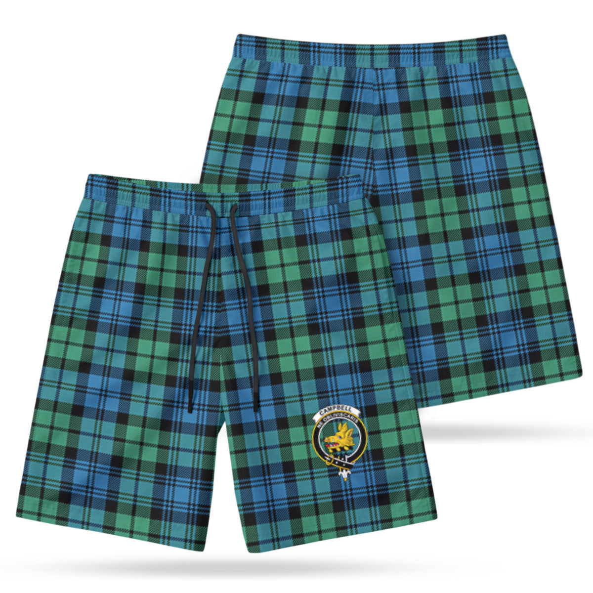Campbell Ancient 01 Tartan Crest Men's Beach Shorts