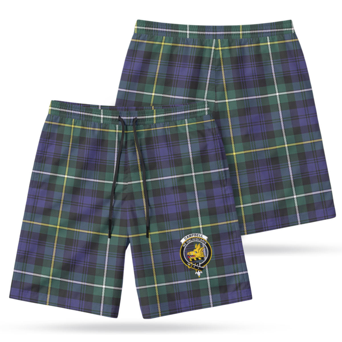 Campbell Argyll Modern Tartan Crest Men's Beach Shorts