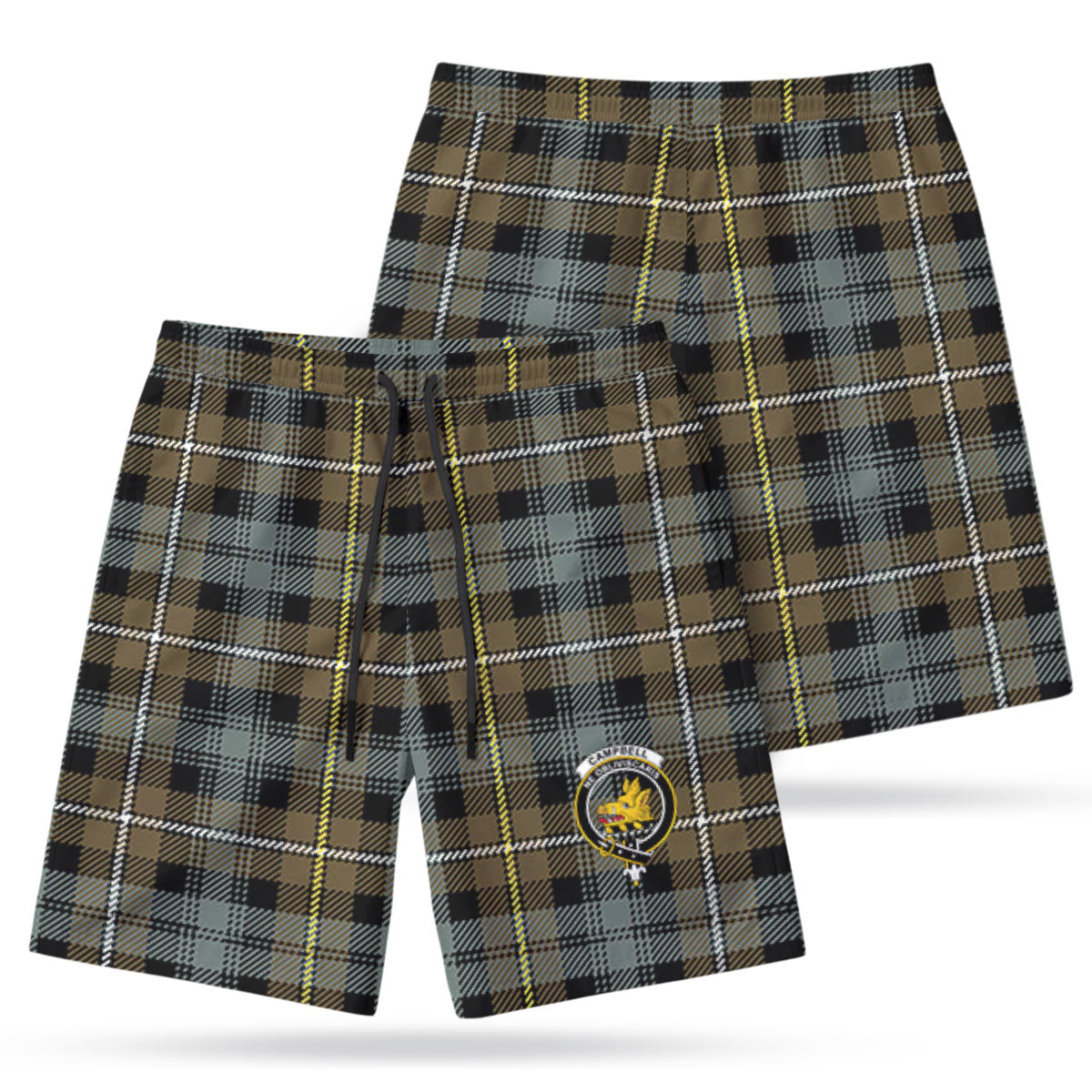 Campbell Argyll Weathered Tartan Crest Men's Beach Shorts