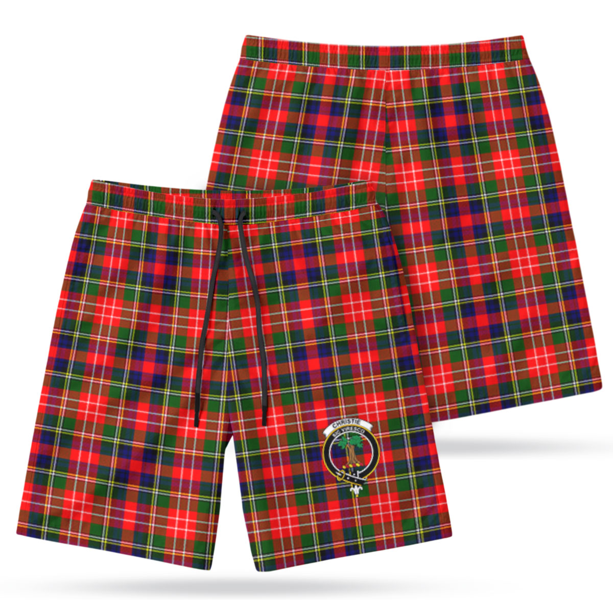 Christie Tartan Crest Men's Beach Shorts