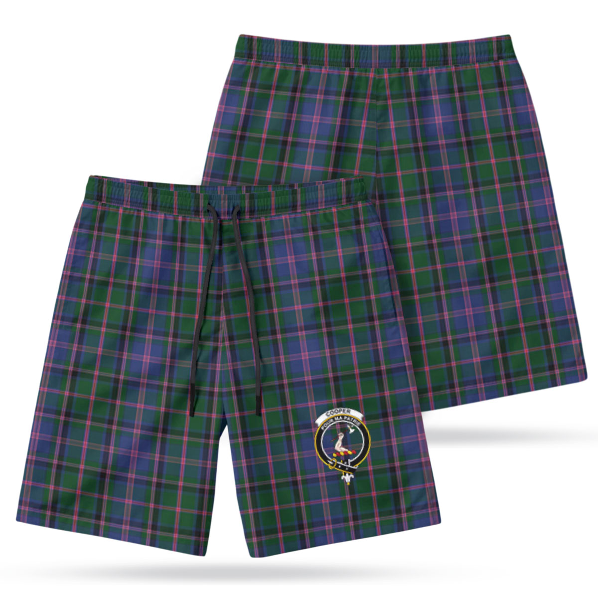 Cooper Tartan Crest Men's Beach Shorts