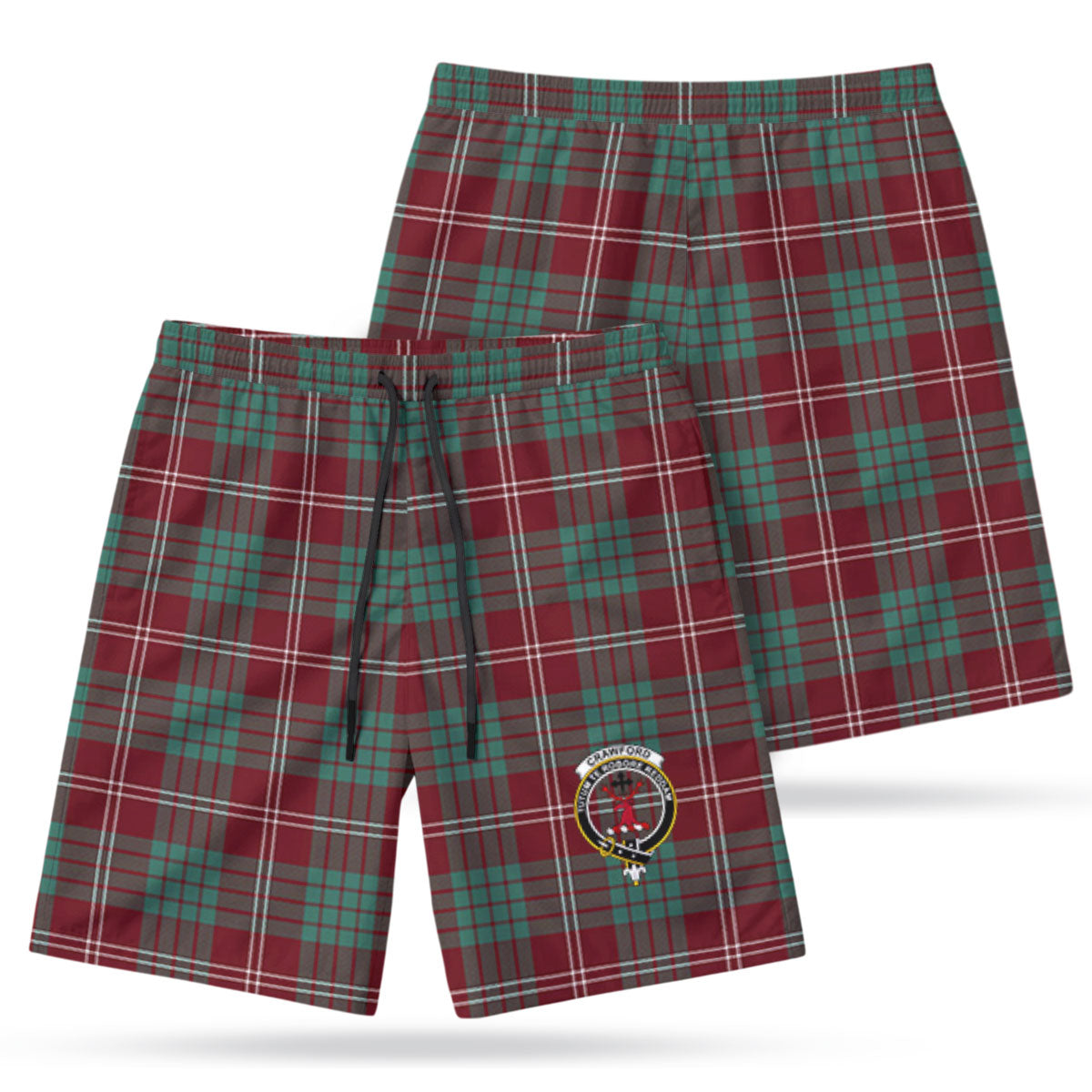 Crawford Modern Tartan Crest Men's Beach Shorts
