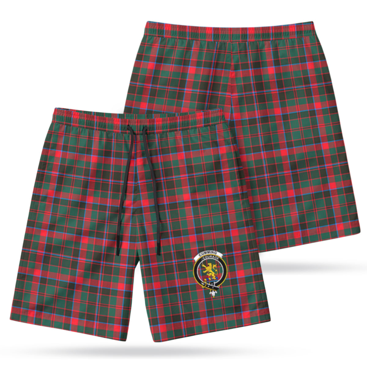 Cumming Hunting Modern Tartan Crest Men's Beach Shorts
