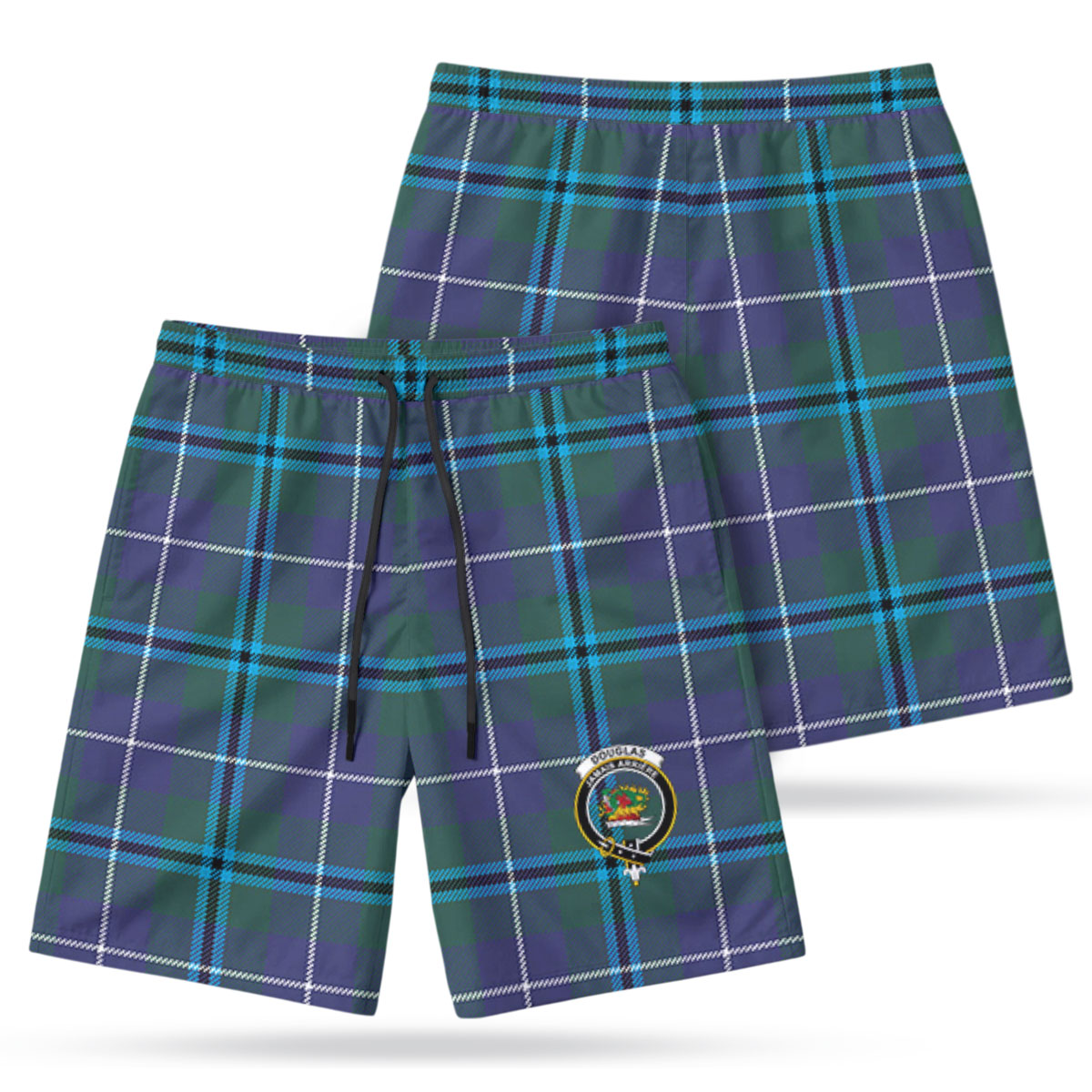 Douglas Modern Tartan Crest Men's Beach Shorts