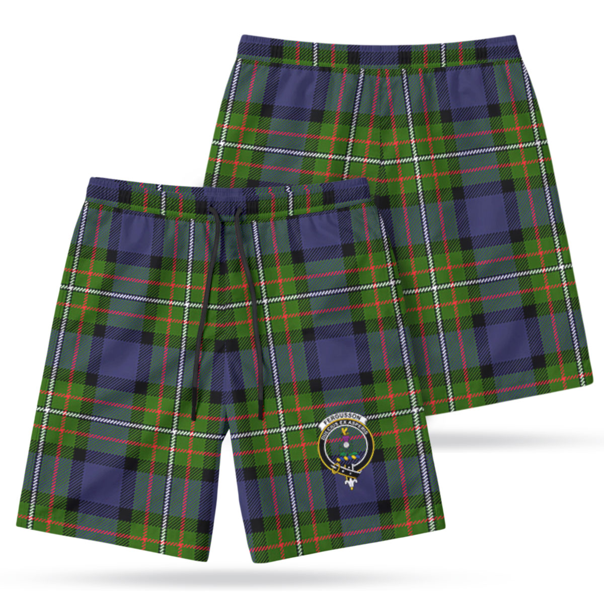 Fergusson Modern Tartan Crest Men's Beach Shorts