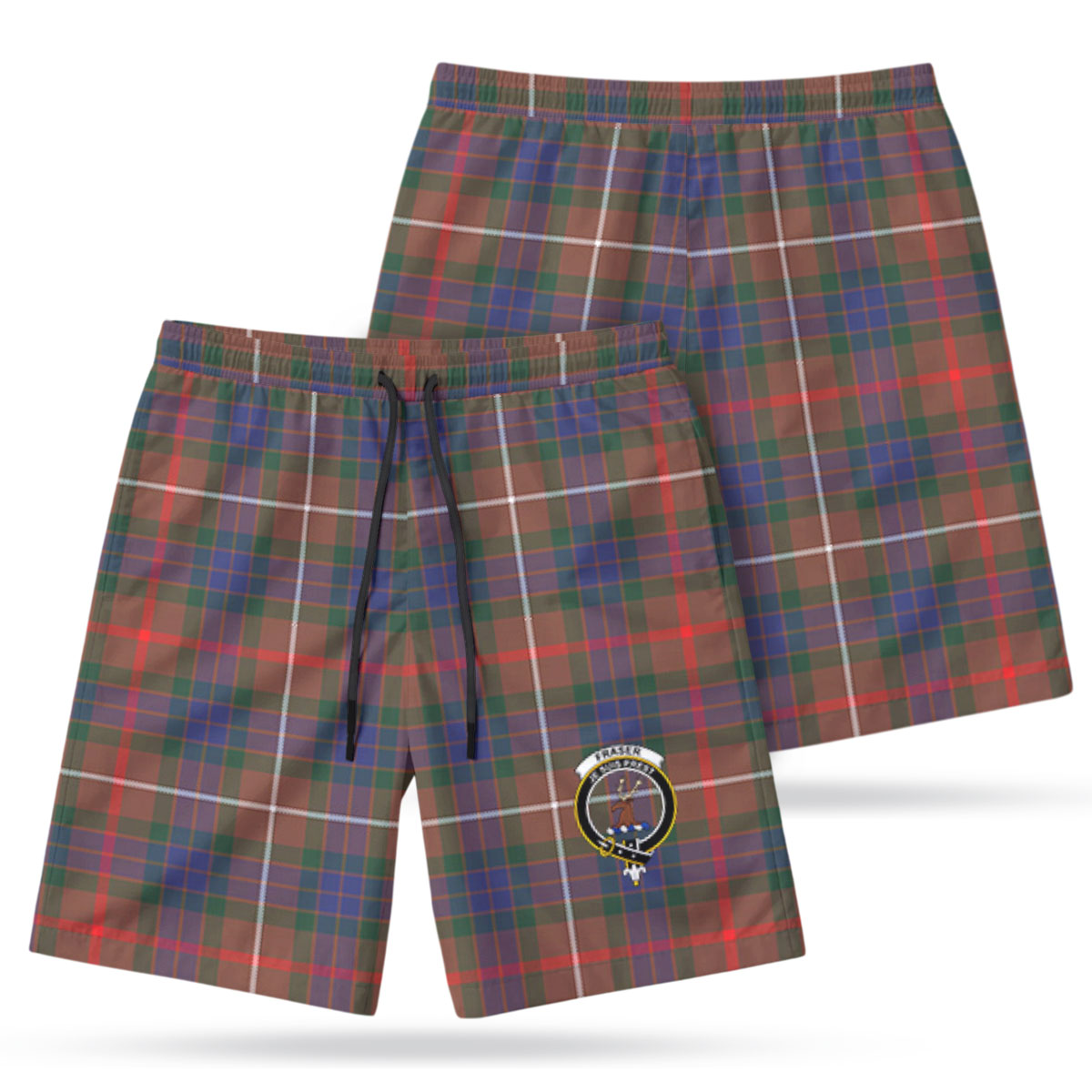 Fraser (of Lovat) Hunting Modern Tartan Crest Men's Beach Shorts