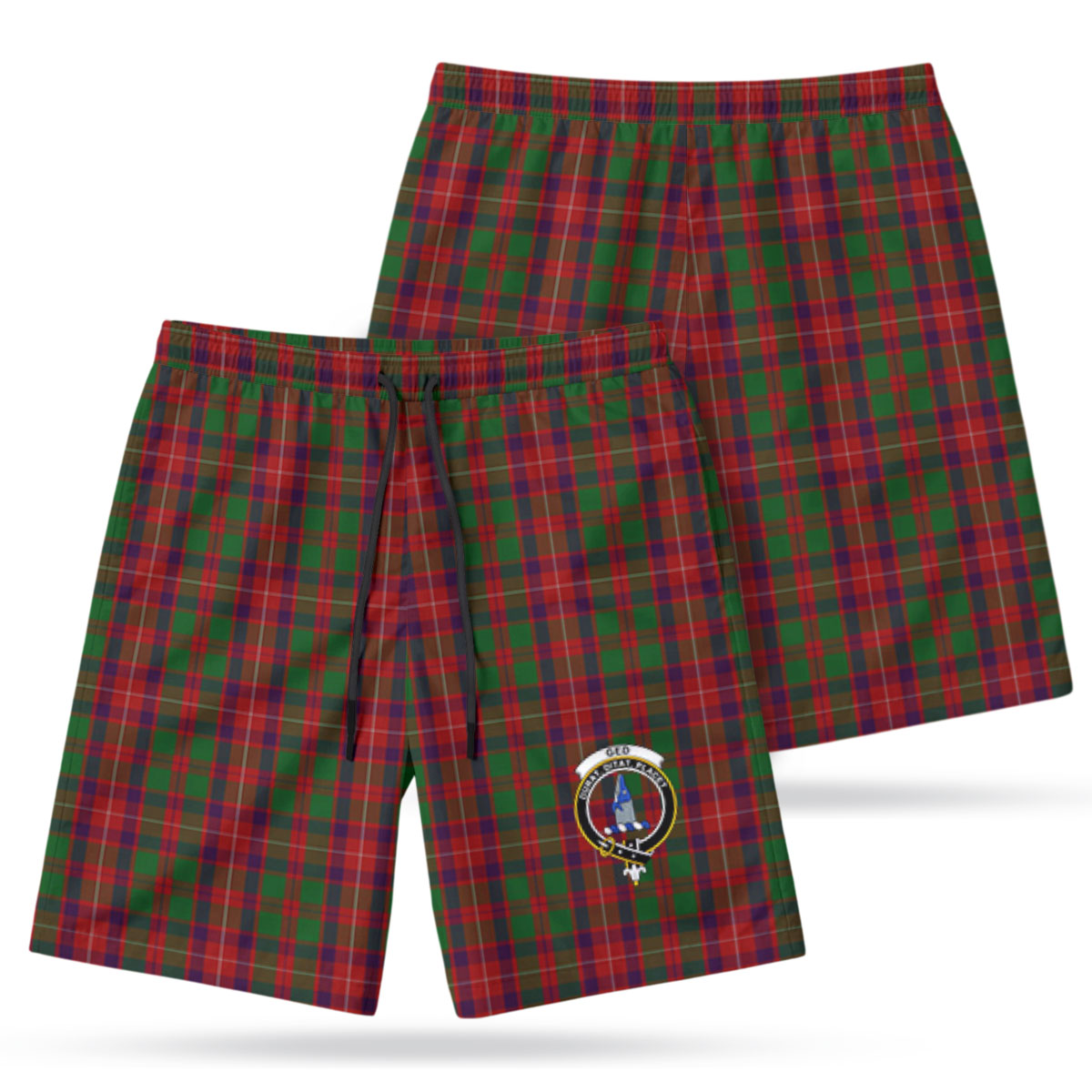 Ged Tartan Crest Men's Beach Shorts