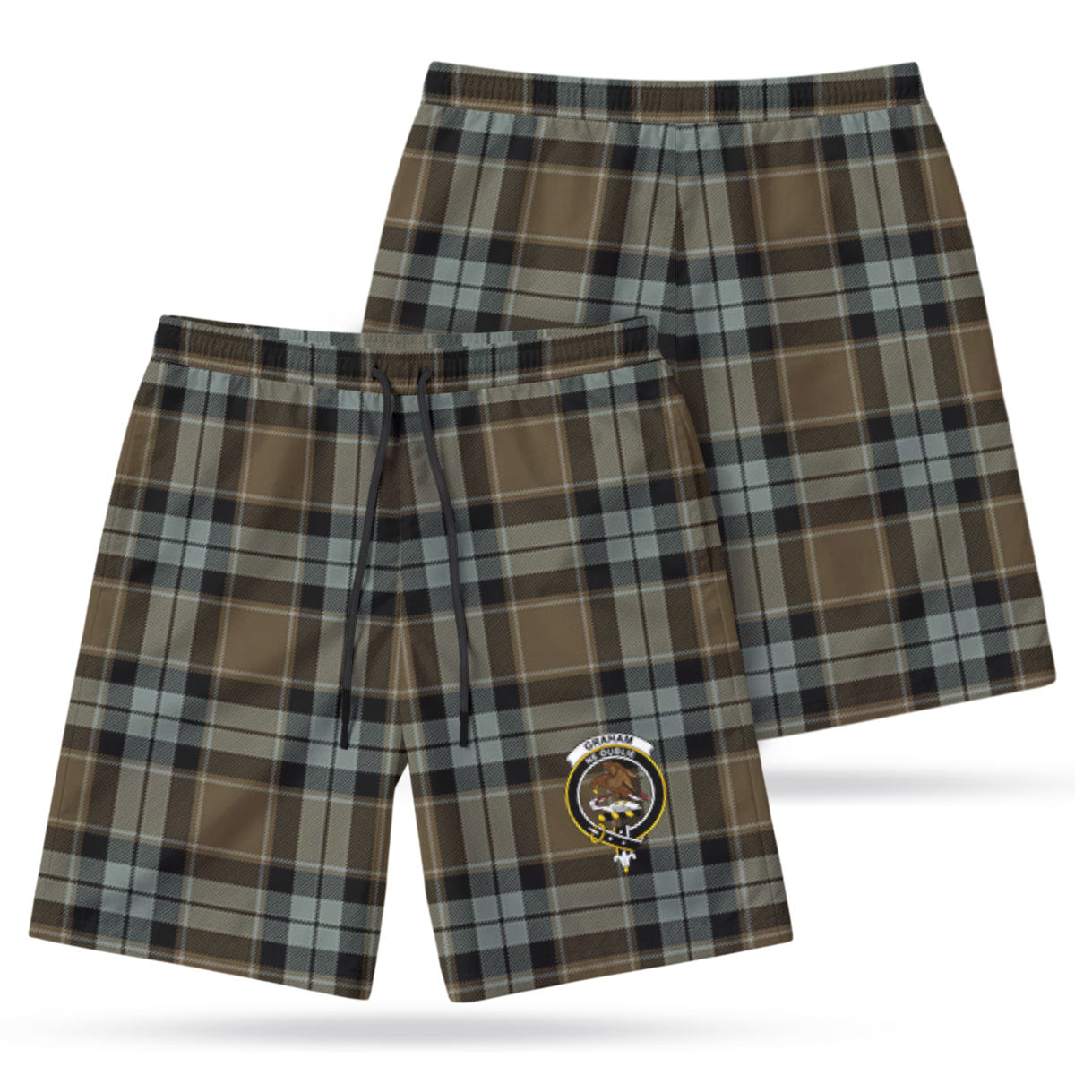Graham of Menteith Weathered Tartan Crest Men's Beach Shorts