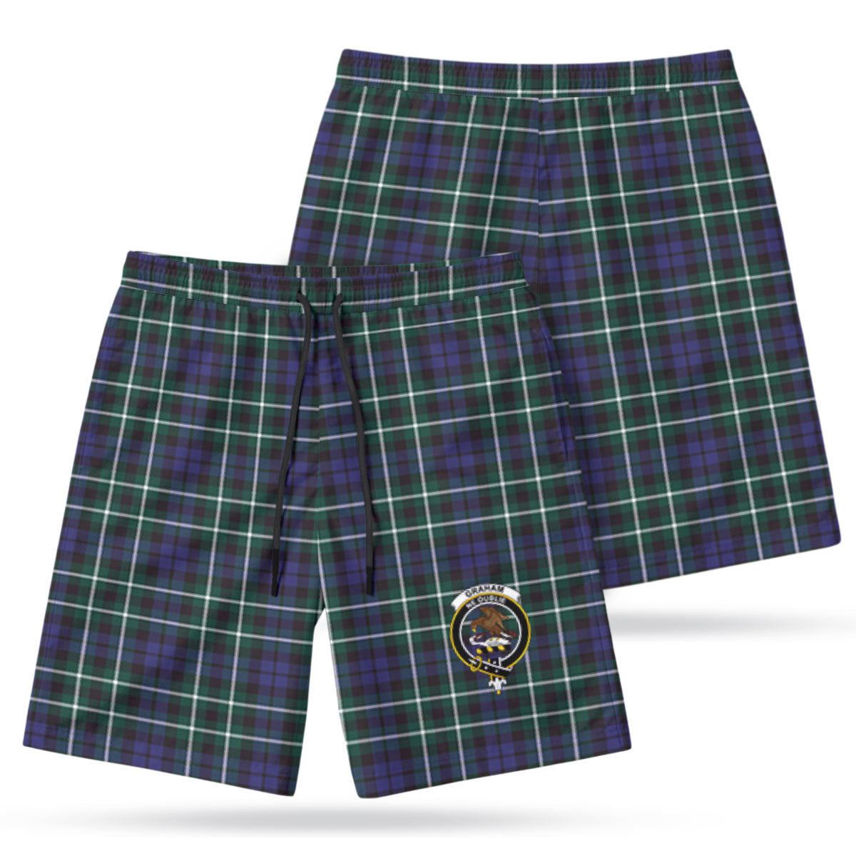 Graham of Montrose Modern Tartan Crest Men's Beach Shorts