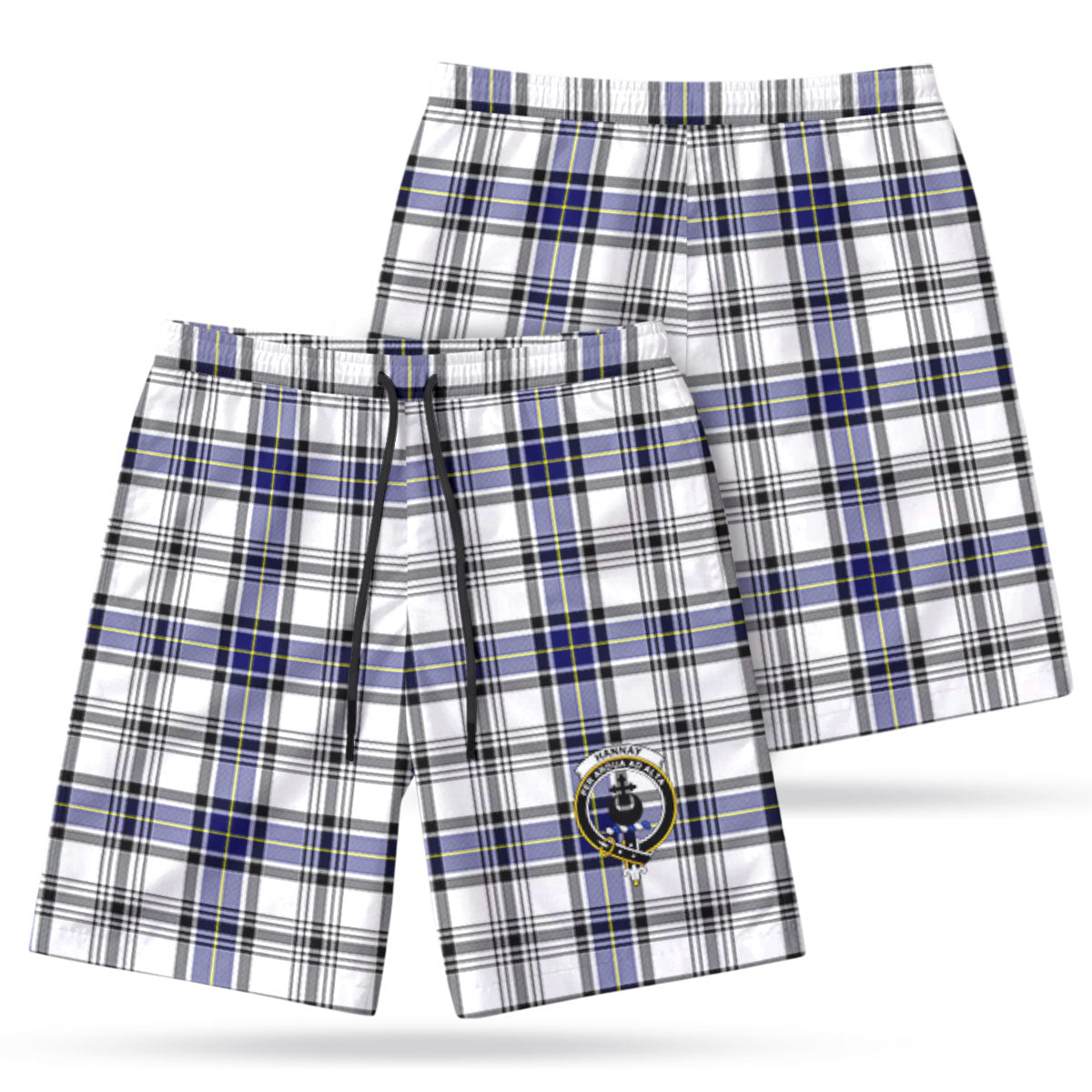 Hannay Modern Tartan Crest Men's Beach Shorts