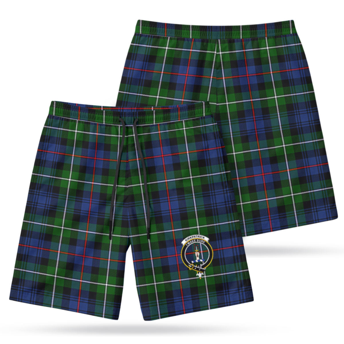 Kirkpatrick Tartan Crest Men's Beach Shorts