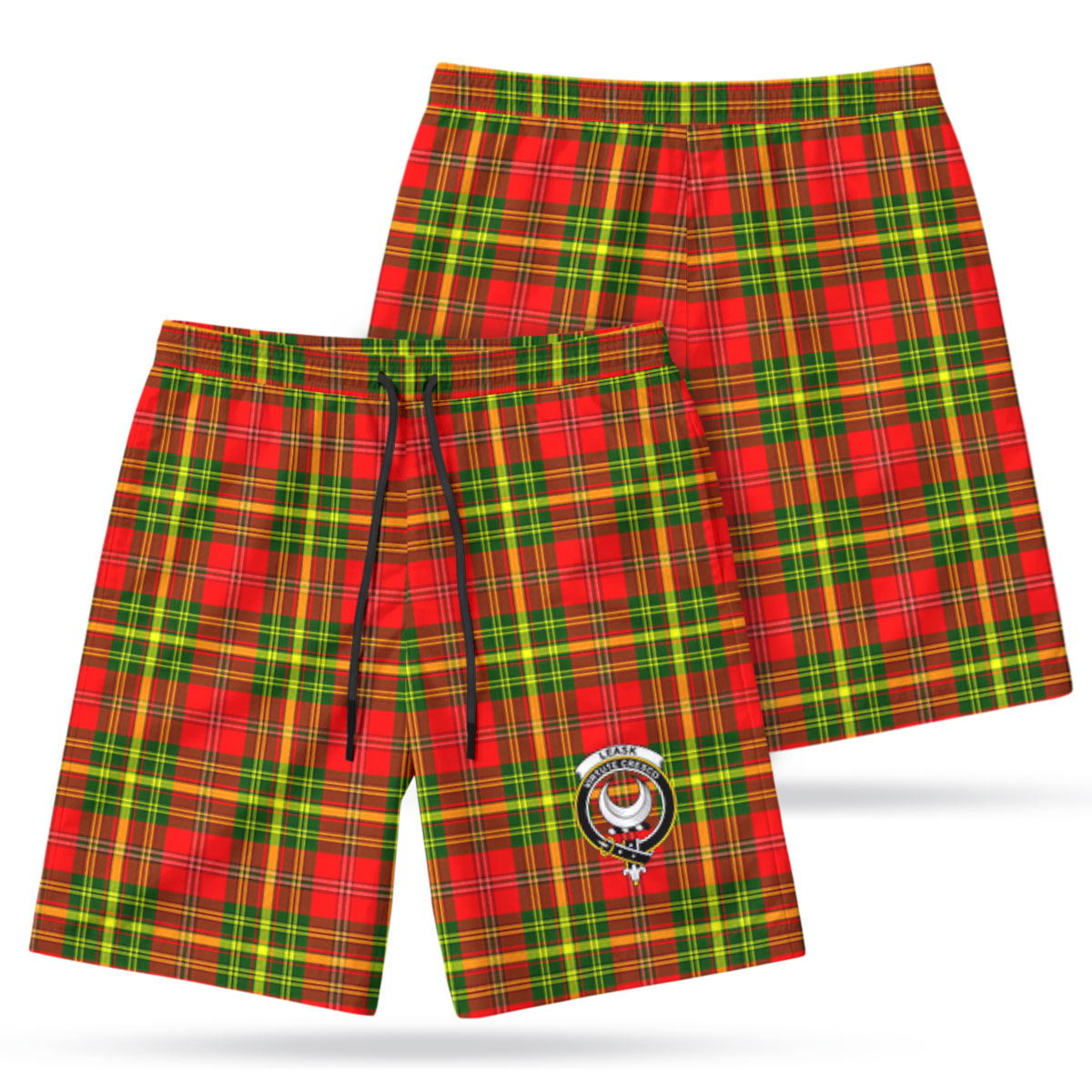 Leask Tartan Crest Men's Beach Shorts