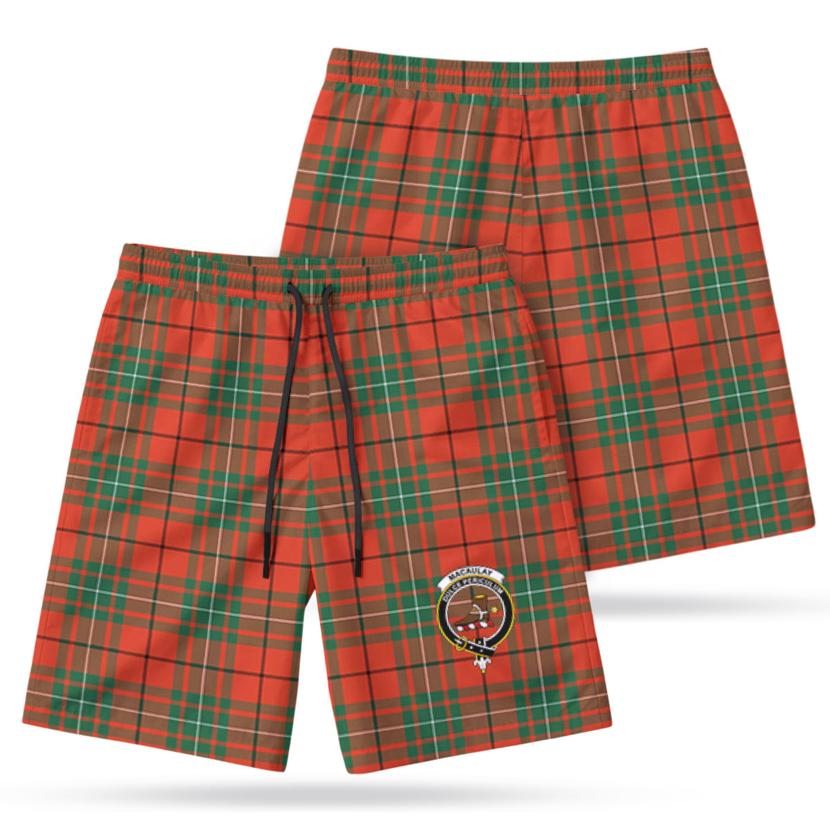 MacAulay Ancient Tartan Crest Men's Beach Shorts