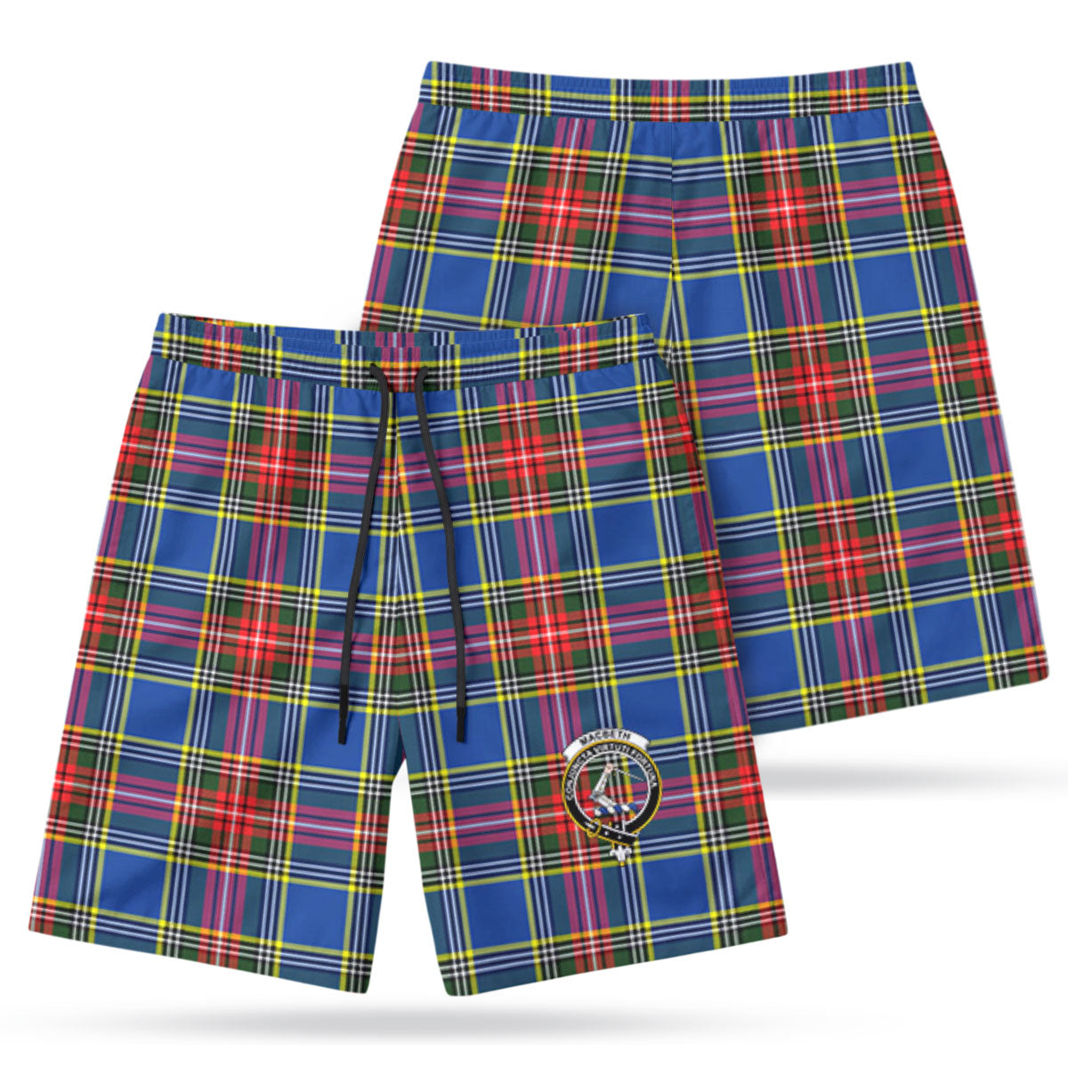 MacBeth Modern Tartan Crest Men's Beach Shorts