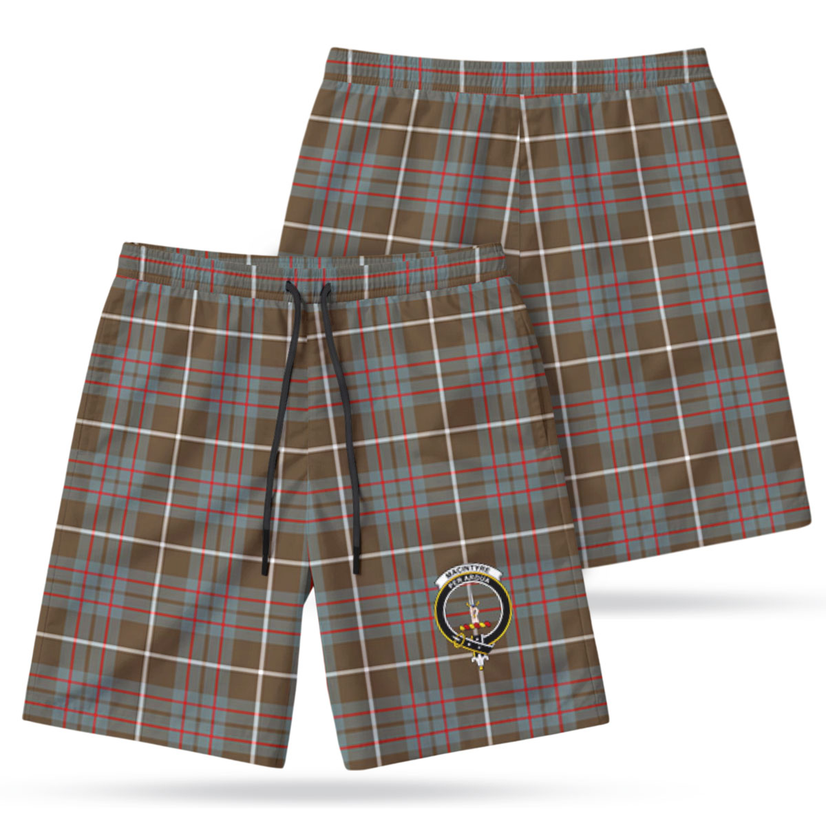 MacIntyre Hunting Weathered Tartan Crest Men's Beach Shorts