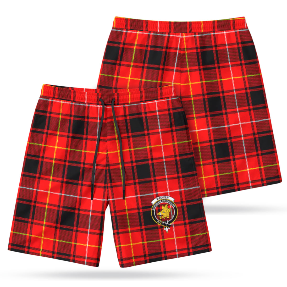 MacIver Modern Tartan Crest Men's Beach Shorts