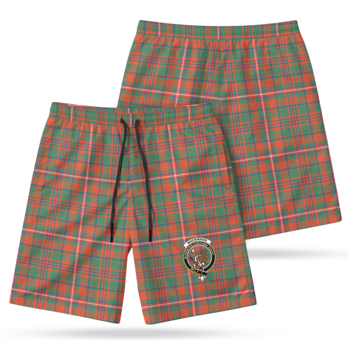 MacKinnon Ancient Tartan Crest Men's Beach Shorts