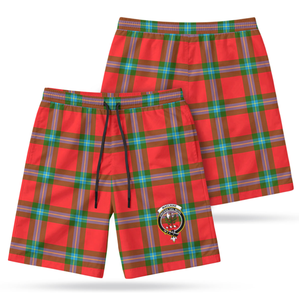 MacLaine of Loch Buie Tartan Crest Men's Beach Shorts