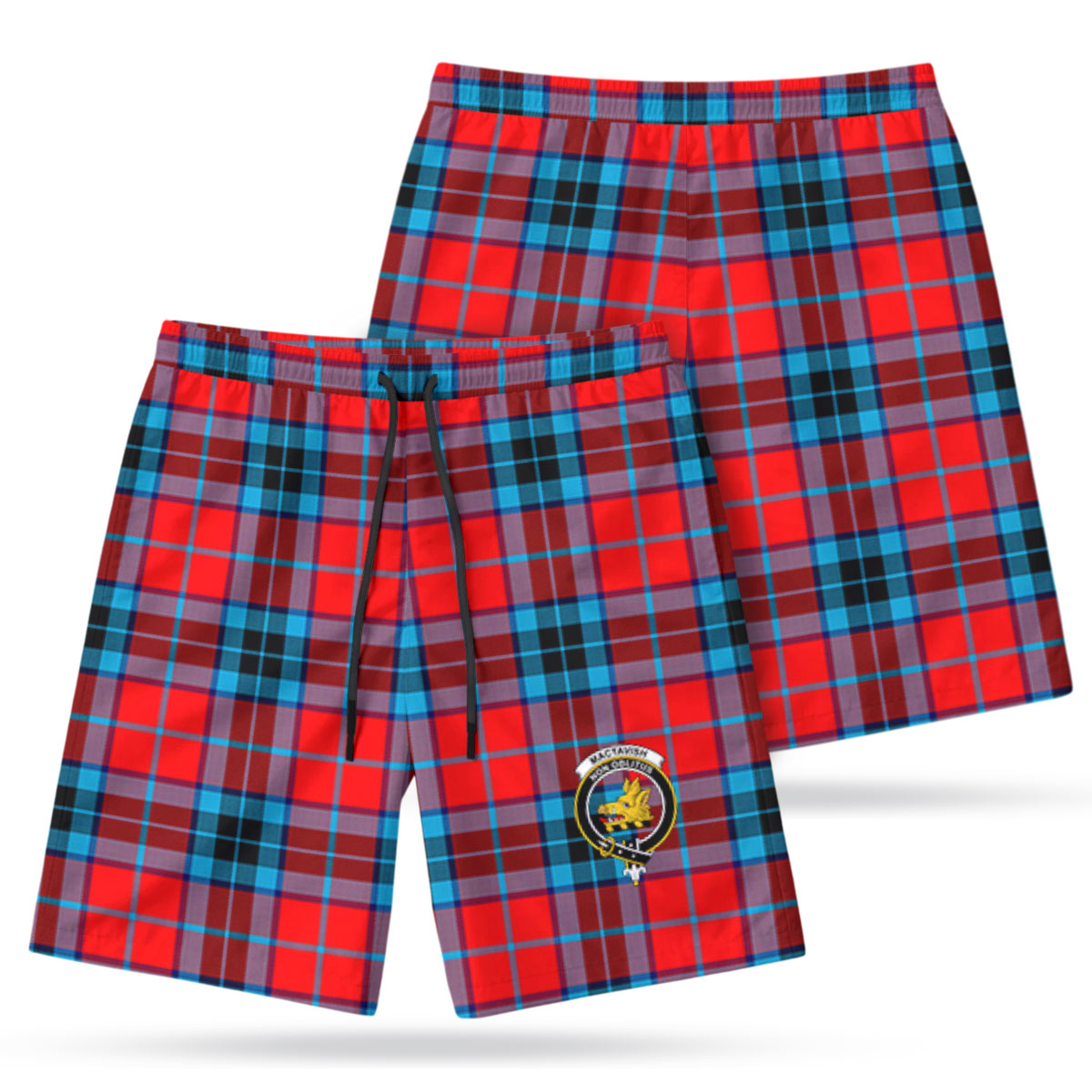MacTavish Modern Tartan Crest Men's Beach Shorts