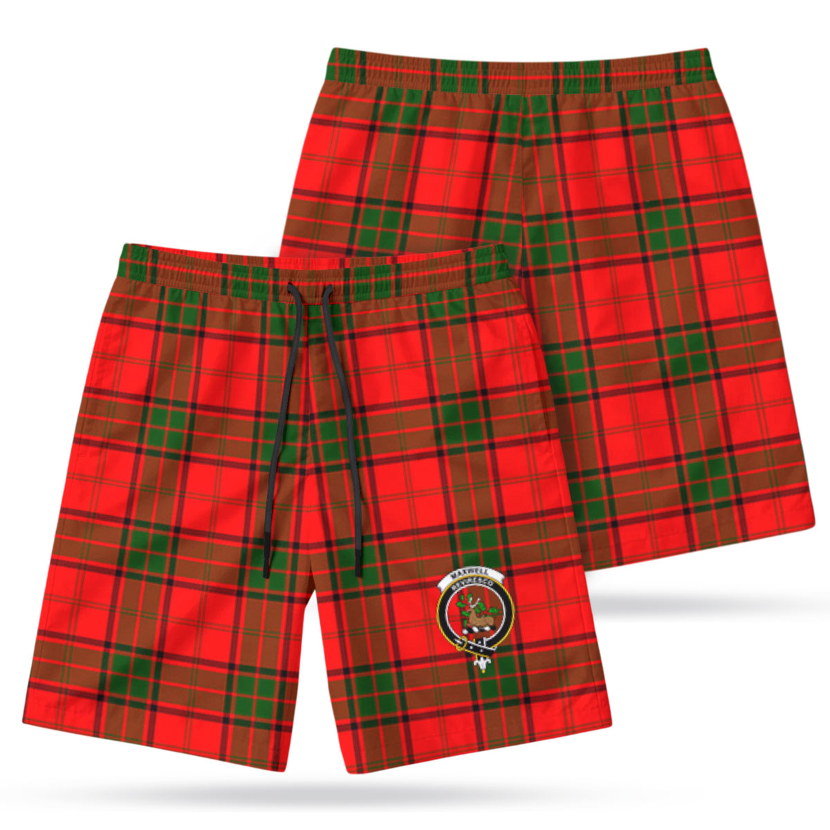 Maxwell Modern Tartan Crest Men's Beach Shorts