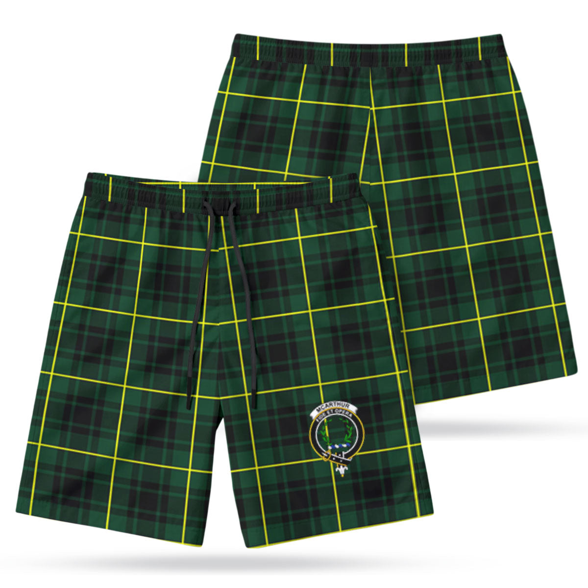 McArthur Modern Tartan Crest Men's Beach Shorts