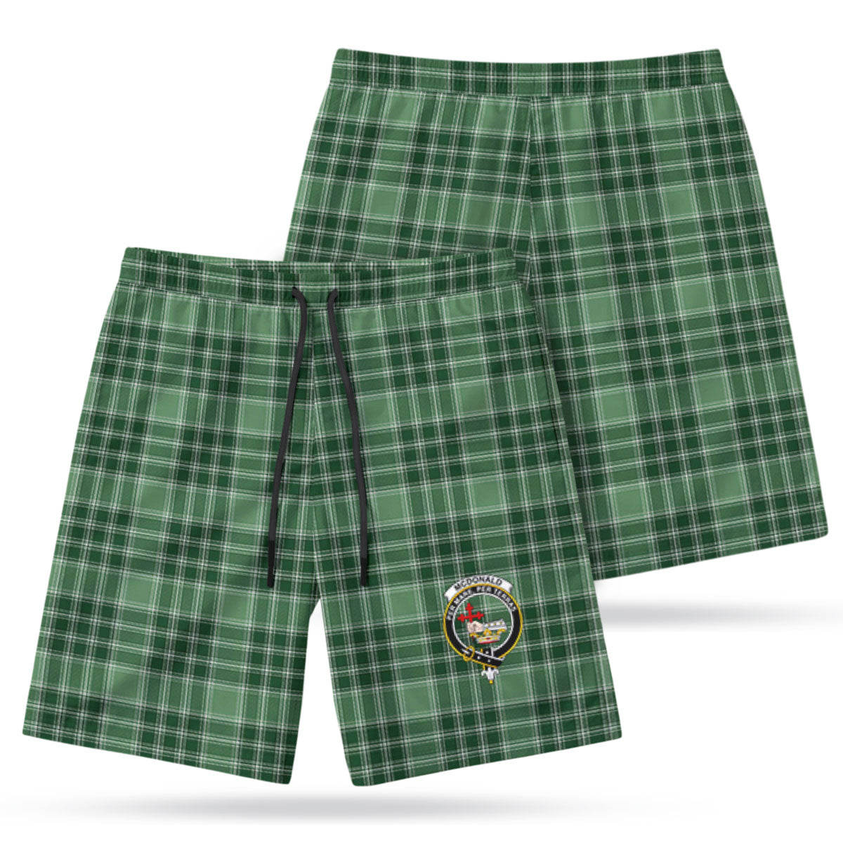 McDonald Lord of the Isles Hunting Tartan Crest Men's Beach Shorts
