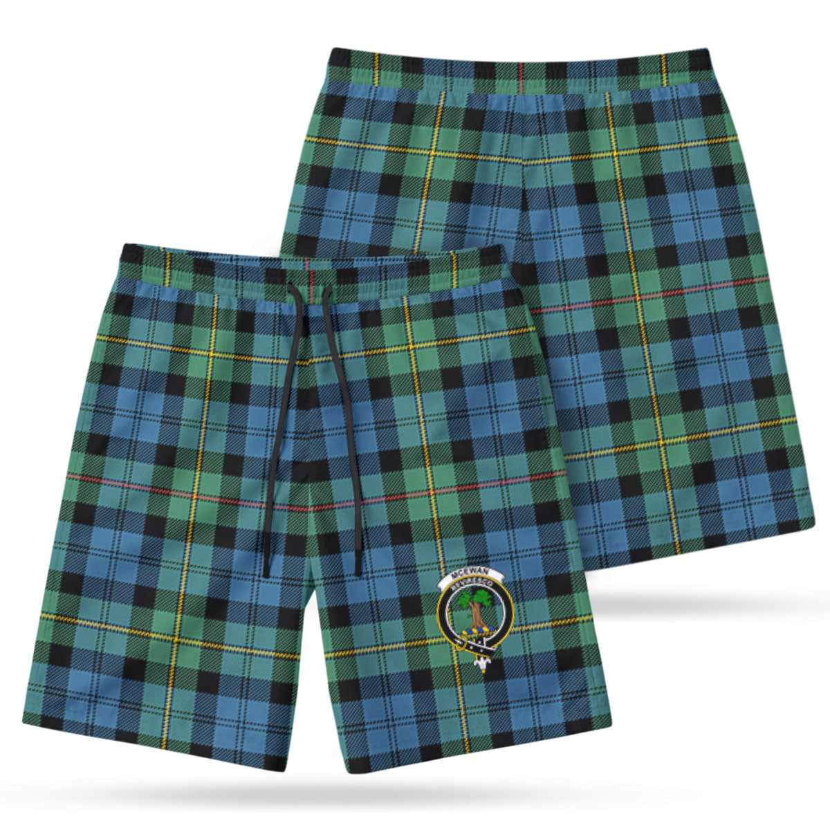 McEwan Ancient Tartan Crest Men's Beach Shorts