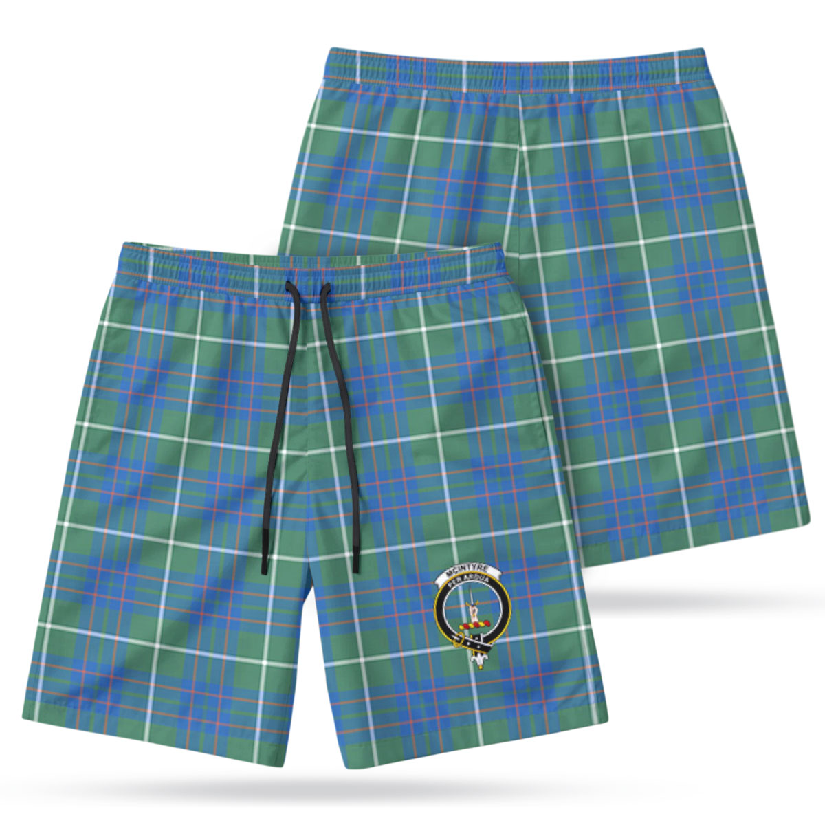 McIntyre Hunting Ancient Tartan Crest Men's Beach Shorts