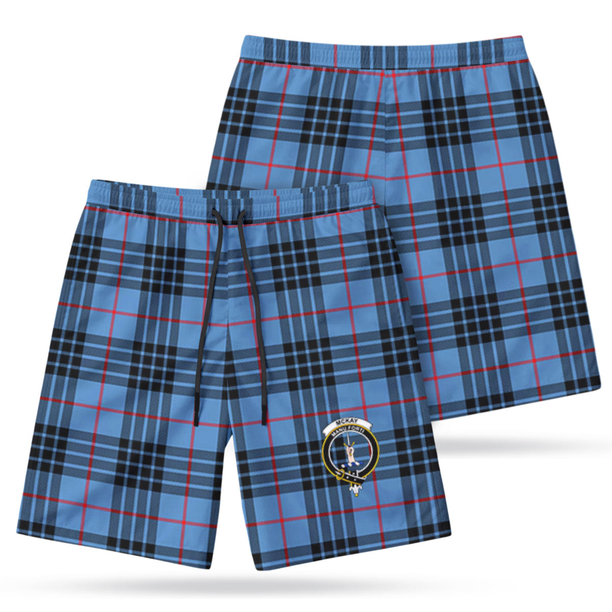 McKay Blue Tartan Crest Men's Beach Shorts