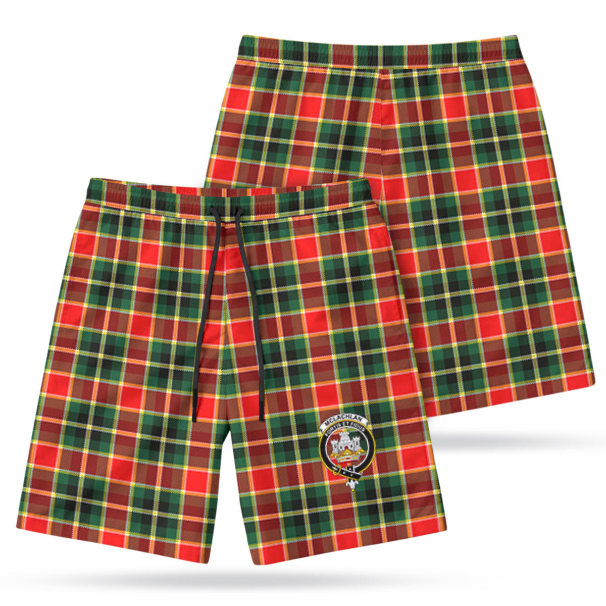 McLachlan Hunting Modern Tartan Crest Men's Beach Shorts