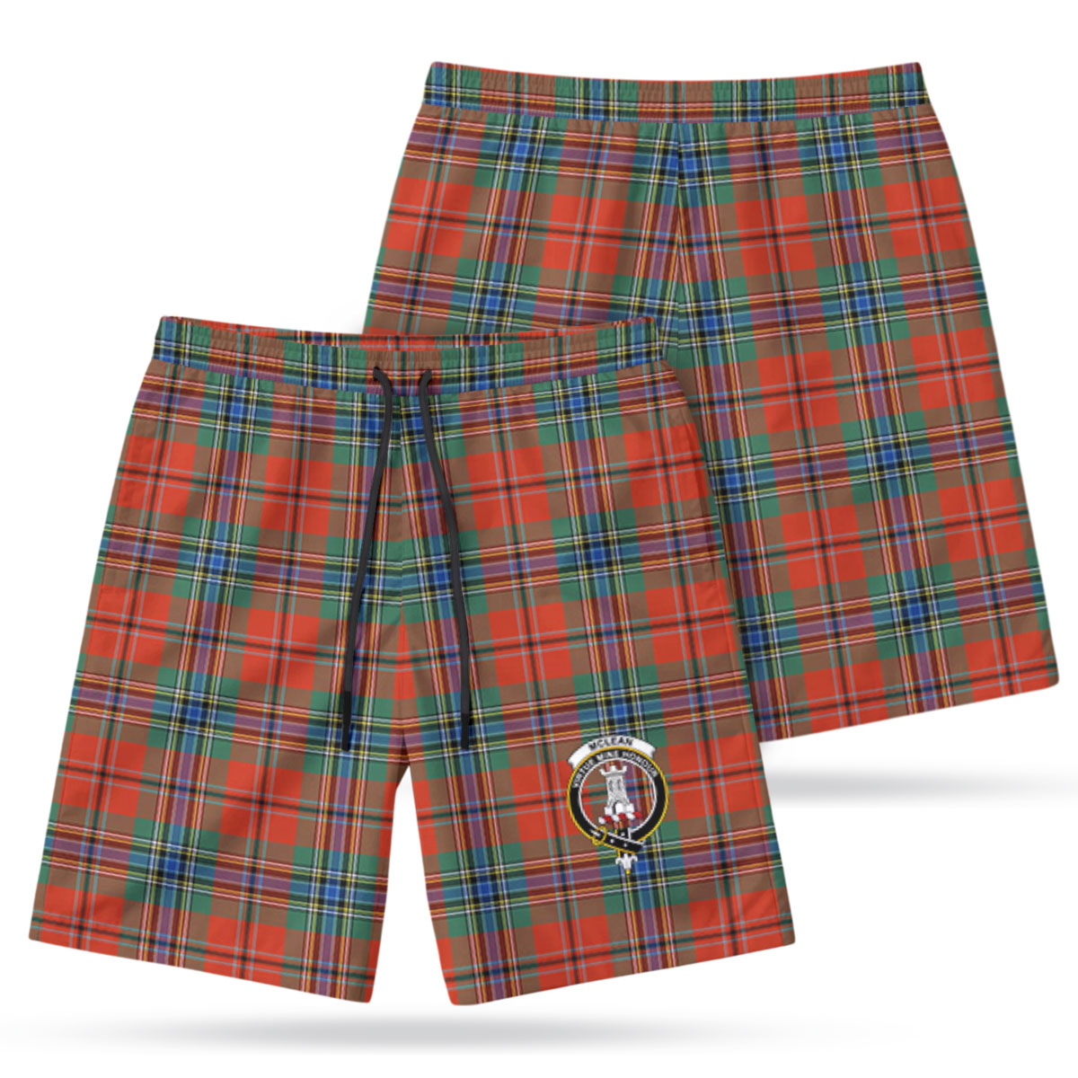 McLean of Duart Ancient Tartan Crest Men's Beach Shorts