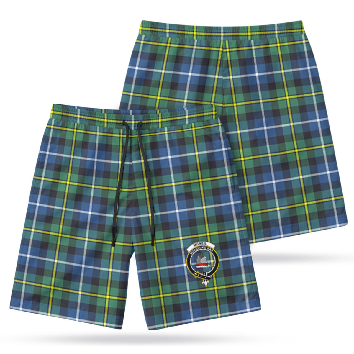 McNeil of Barra Ancient Tartan Crest Men's Beach Shorts