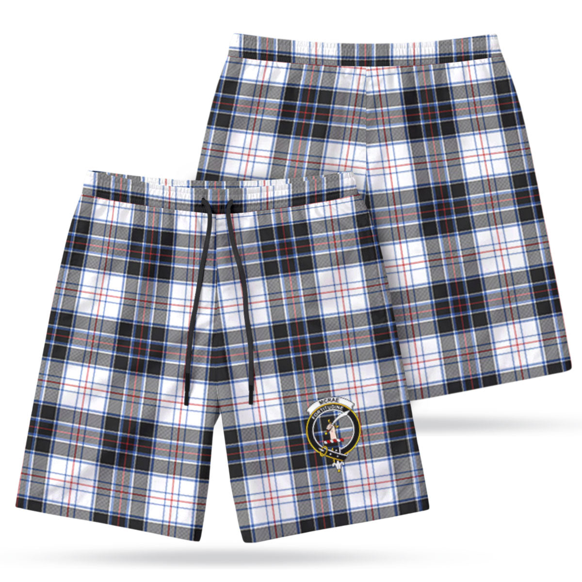 McRae Dress Modern Tartan Crest Men's Beach Shorts