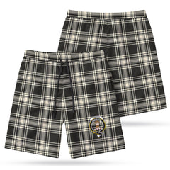 Menzies Black - White Ancient Tartan Crest Men's Beach Shorts
