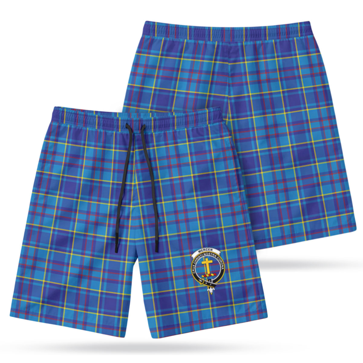 Mercer Modern Tartan Crest Men's Beach Shorts