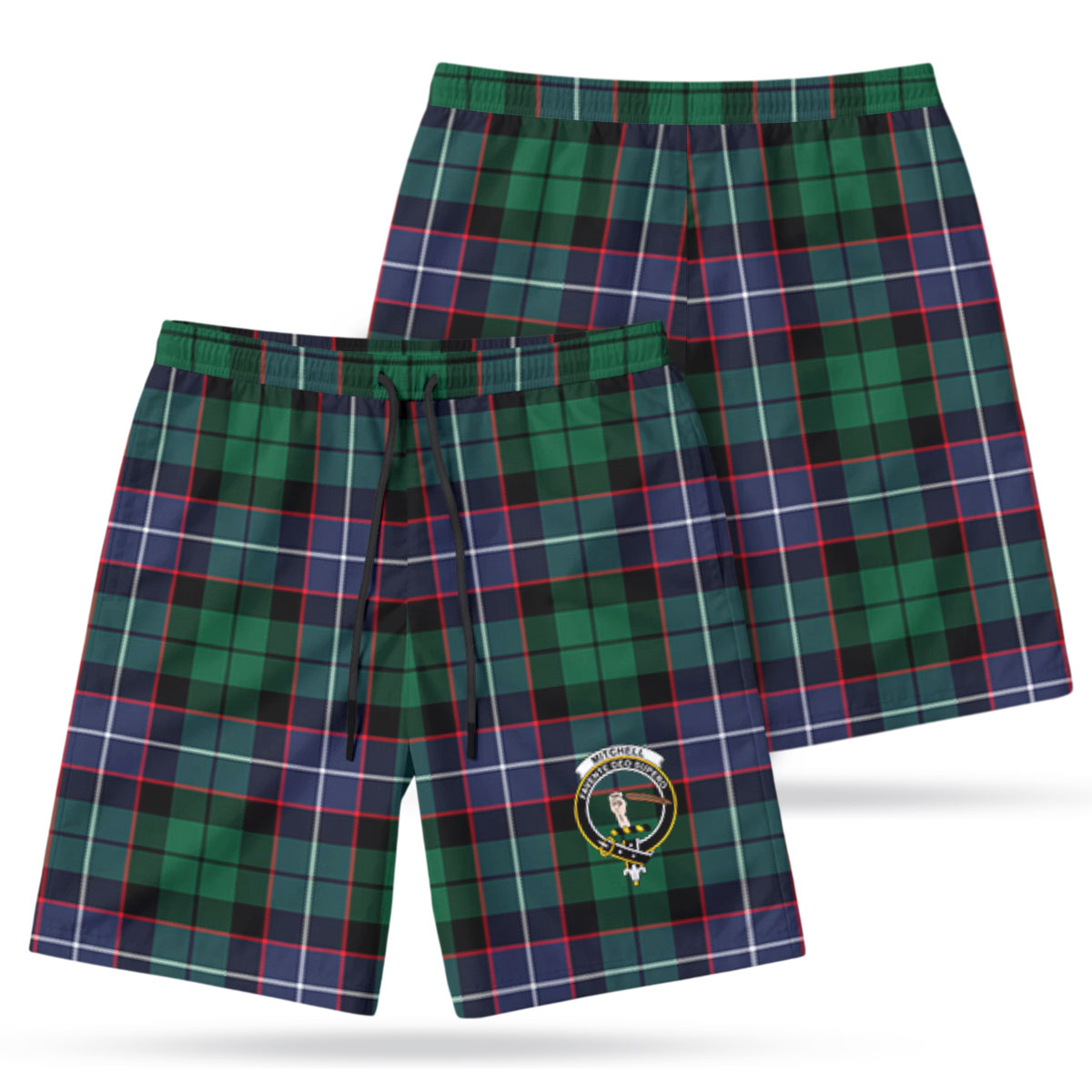 Mitchell Modern Tartan Crest Men's Beach Shorts